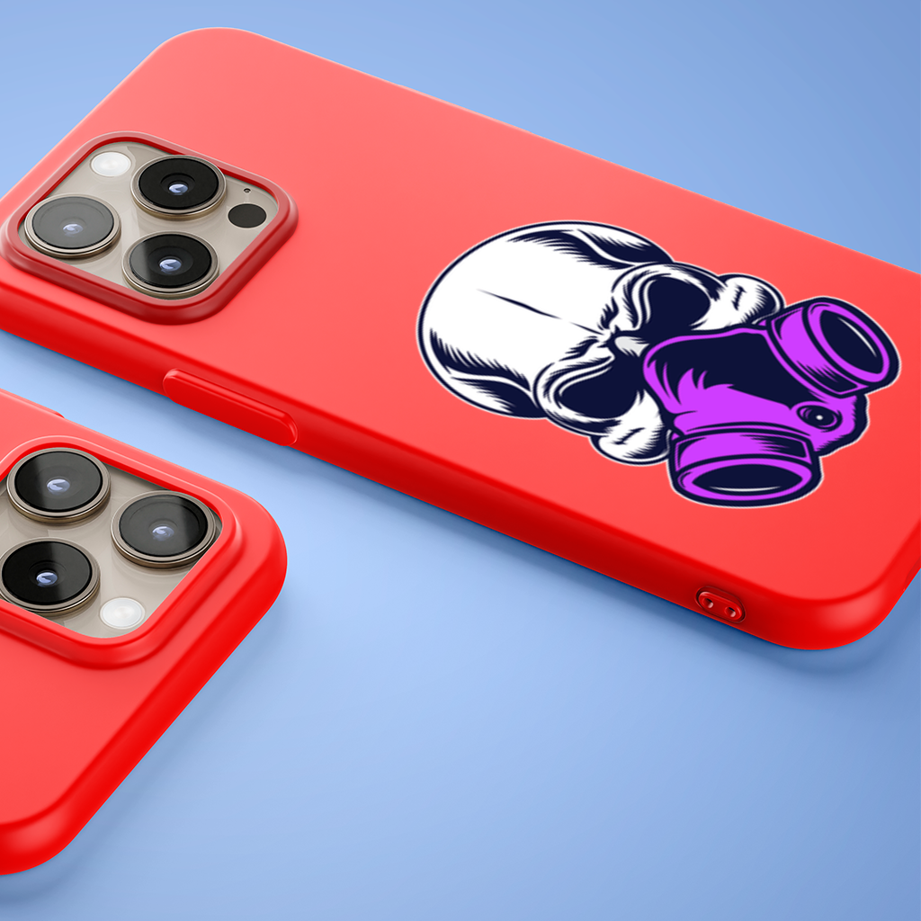 Skull with Gas Mask Illustration Modern and Edgy Design iPhone 15 Pro Max Case