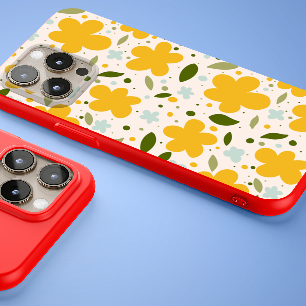 Yellow Floral and Leaf Boho Seamless Pattern iPhone 15 Pro Max Case