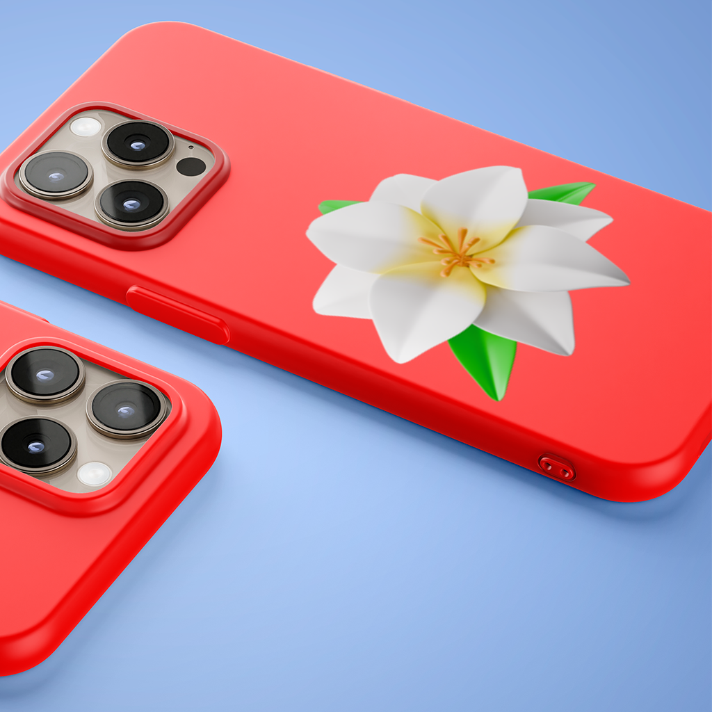 3D White Lily Flower Illustration iPhone 15 Pro Max Case