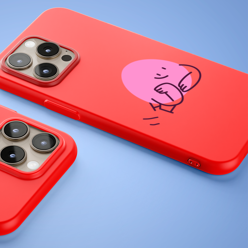 Cute Pink Lying Character Illustration iPhone 15 Pro Max Case
