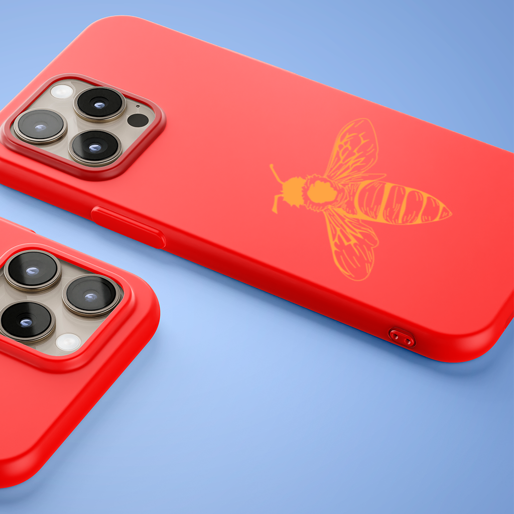 Minimal Orange Bee Illustration iPhone 15 Pro Max Case