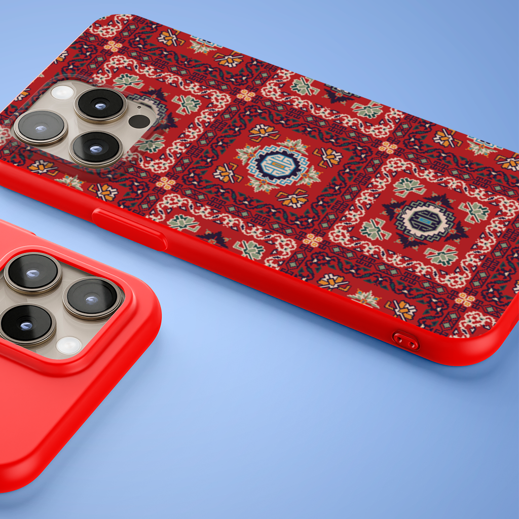 Traditional Kilim Inspired Red Ethnic Geometric Pattern iPhone 15 Pro Max Case