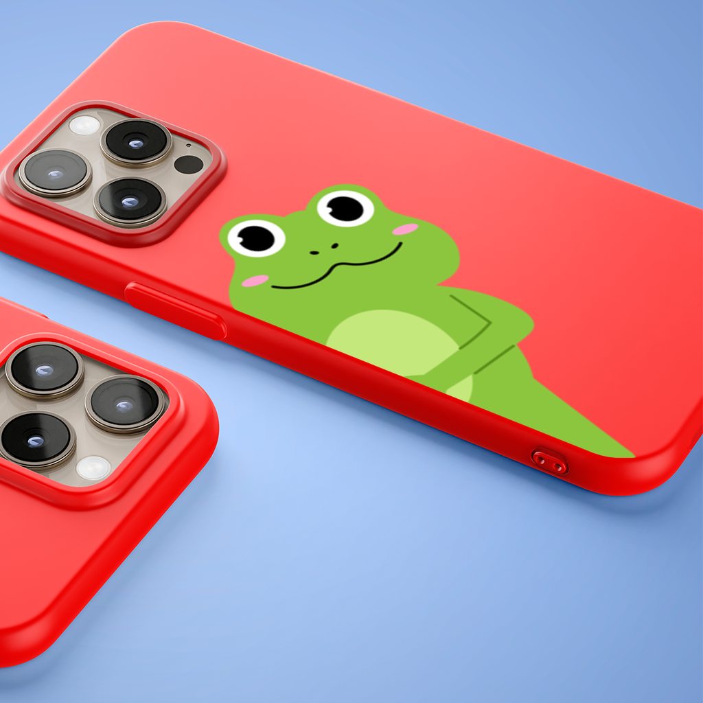 Cute Green Frog Peek-a-Boo Illustration iPhone 15 Pro Max Case
