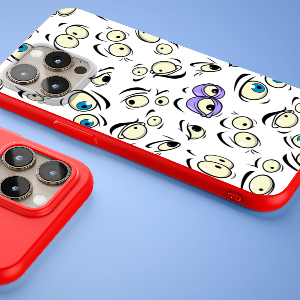 Funny Cartoon Eyes Pattern iPhone 15 Pro Max Case