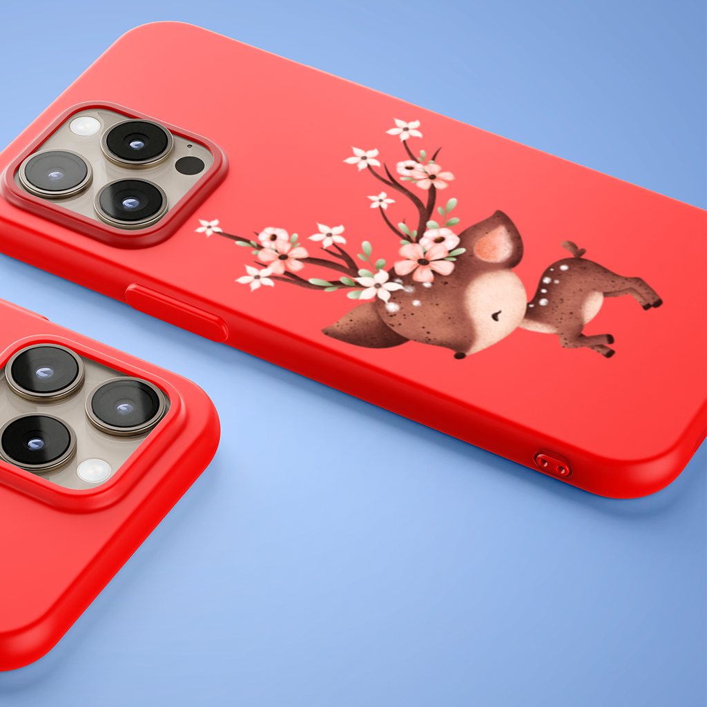 Cute Baby Deer with Floral Antlers iPhone 15 Pro Max Case