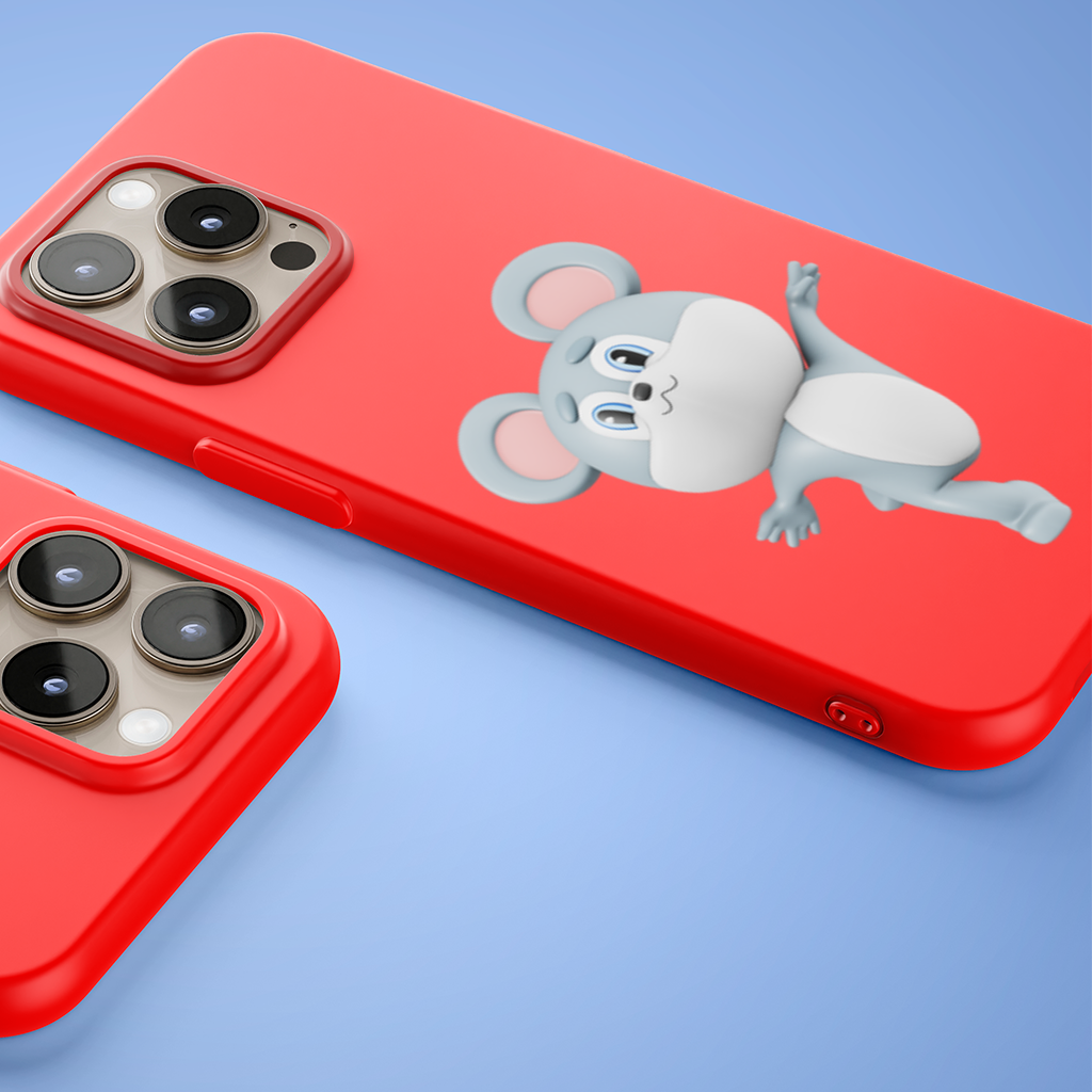 Dancing Cute Grey Mouse Character iPhone 15 Pro Max Case