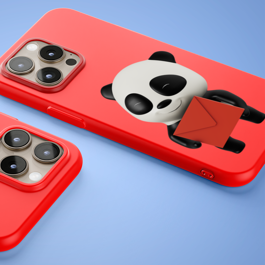 Happy Panda Character Holding Red Envelope iPhone 15 Pro Max Case