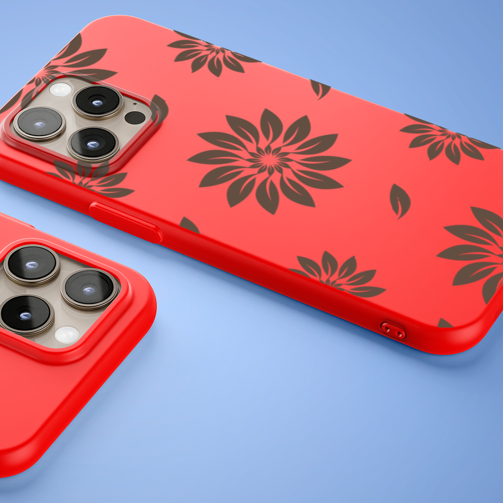 Minimalist Modern Brown Floral Pattern iPhone 15 Pro Max Case