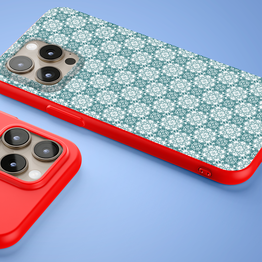 Blue Pixelated Geometric Ornament Pattern iPhone 15 Pro Max Case