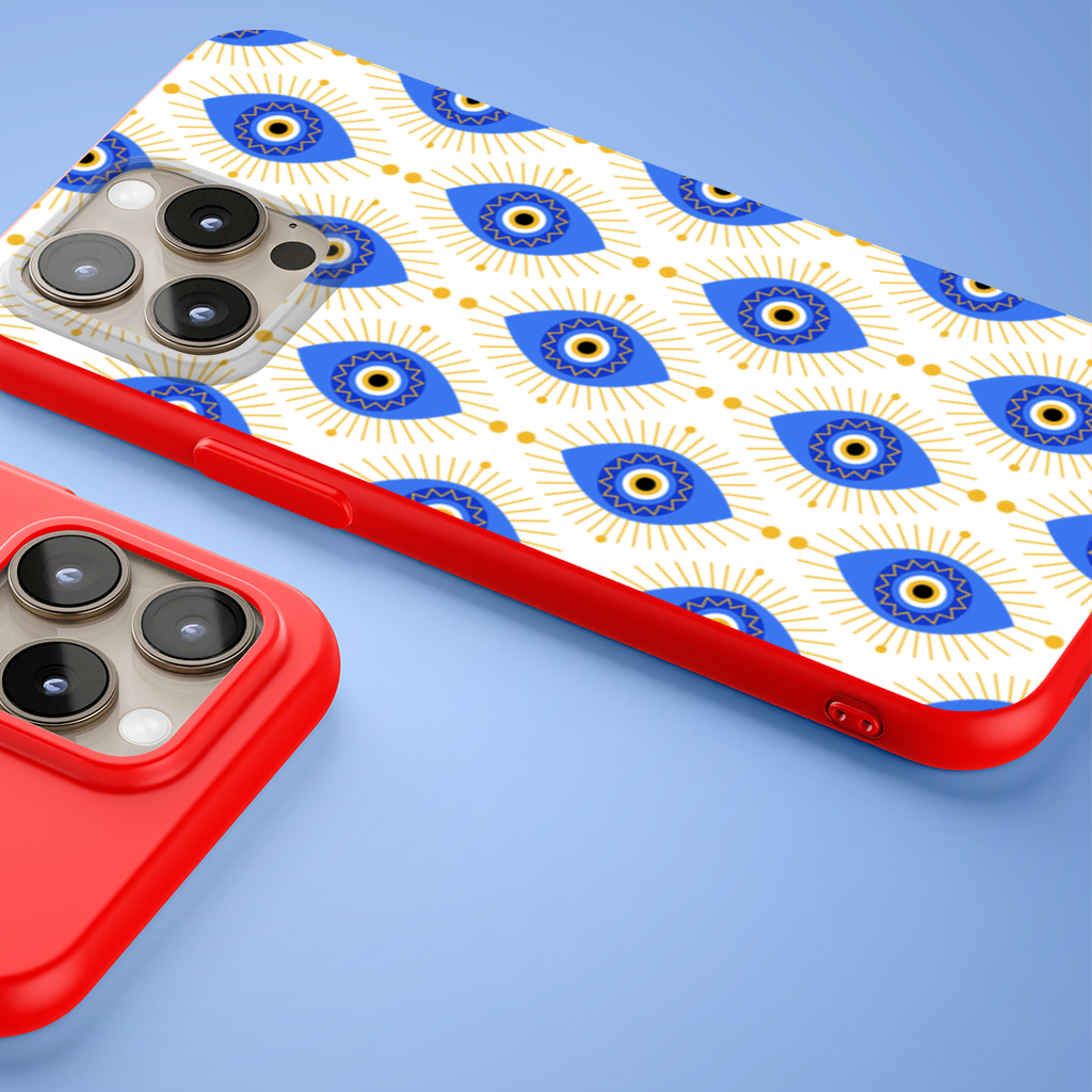 Modern Evil Eye Pattern with Sunburst Rays iPhone 15 Pro Max Case