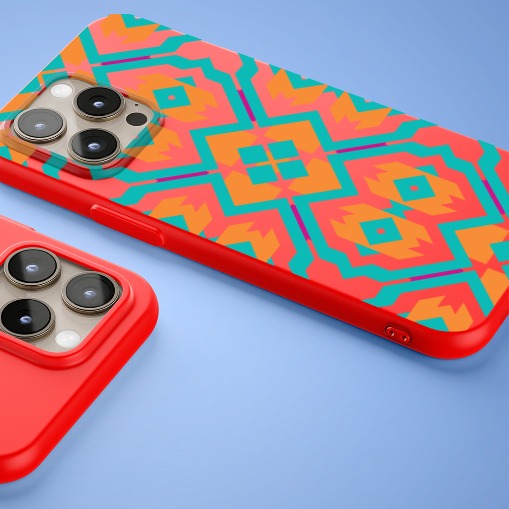 Orange and Turquoise Geometric Pattern iPhone 15 Pro Max Case