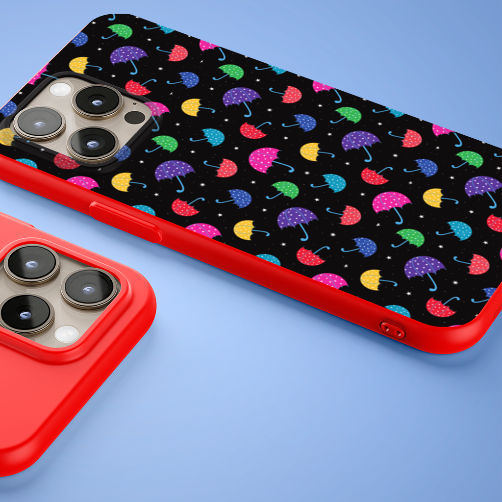 Colorful Heart Umbrellas Pattern iPhone 15 Pro Max Case