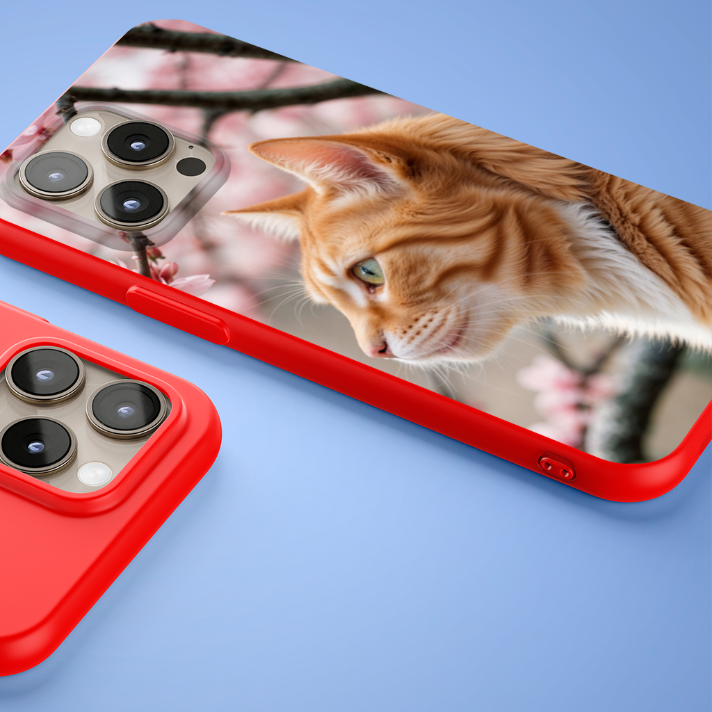 Adorable Ginger Cat Portrait Among Spring Flowers iPhone 15 Pro Max Case