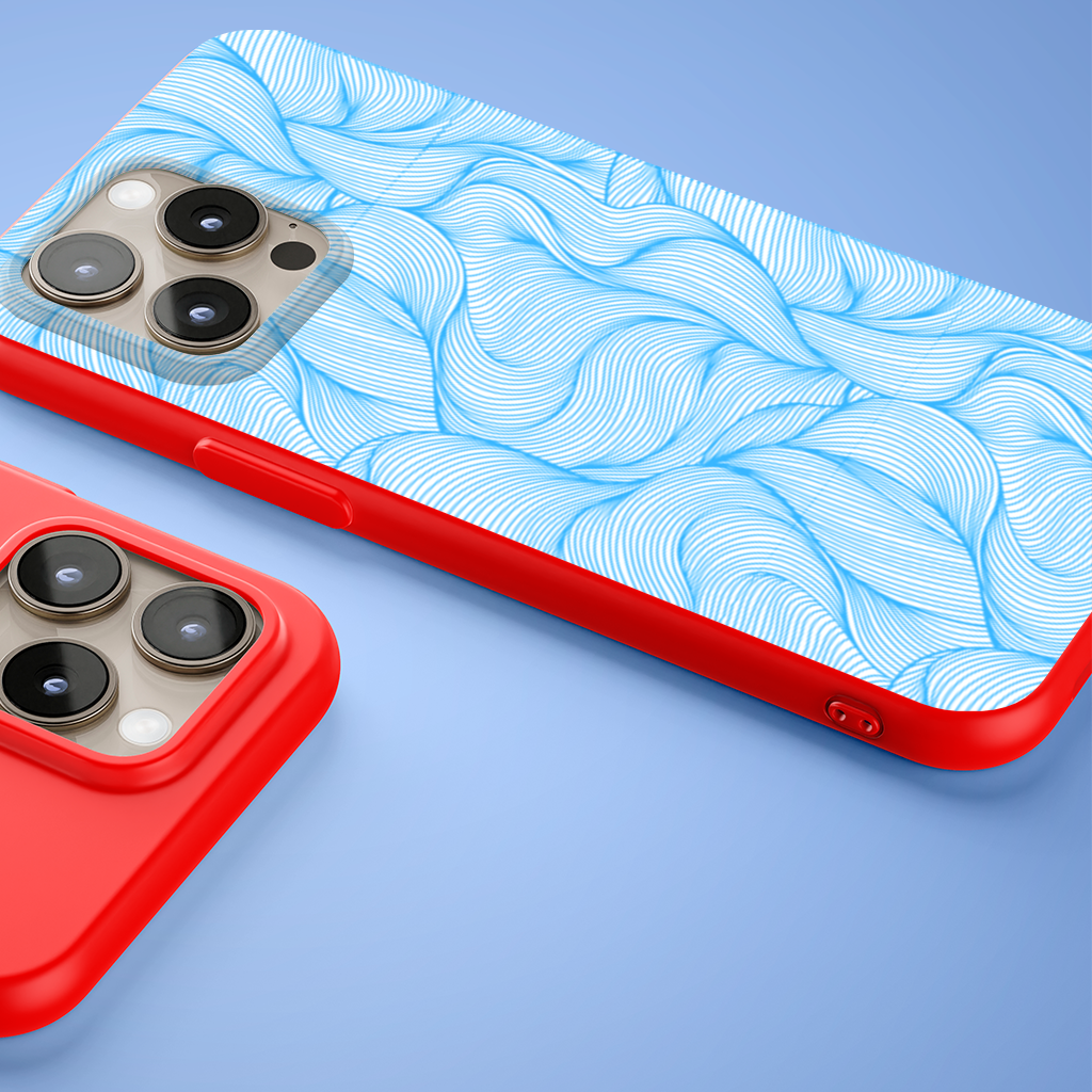 Blue Wavy Linear Abstract Pattern iPhone 15 Pro Max Case