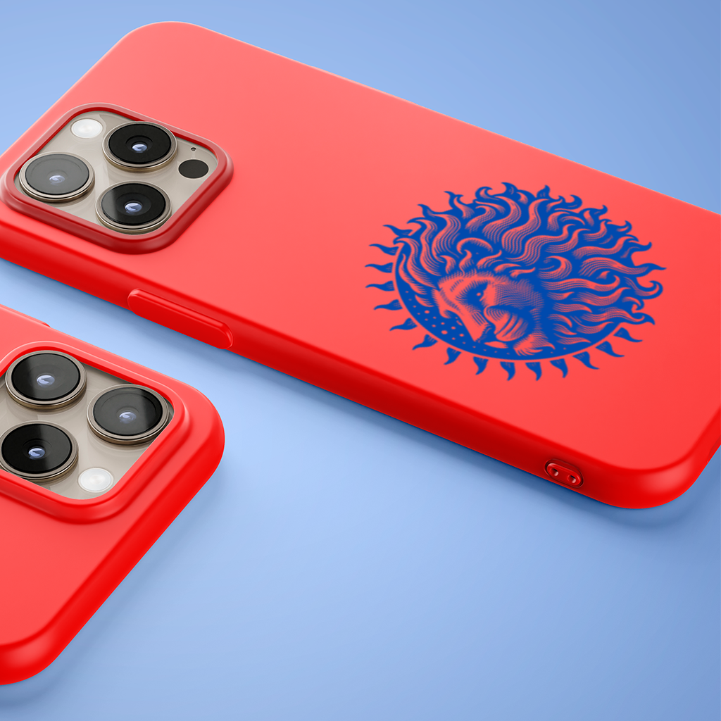Leo Zodiac Sun and Moon Blue Motif iPhone 15 Pro Max Case