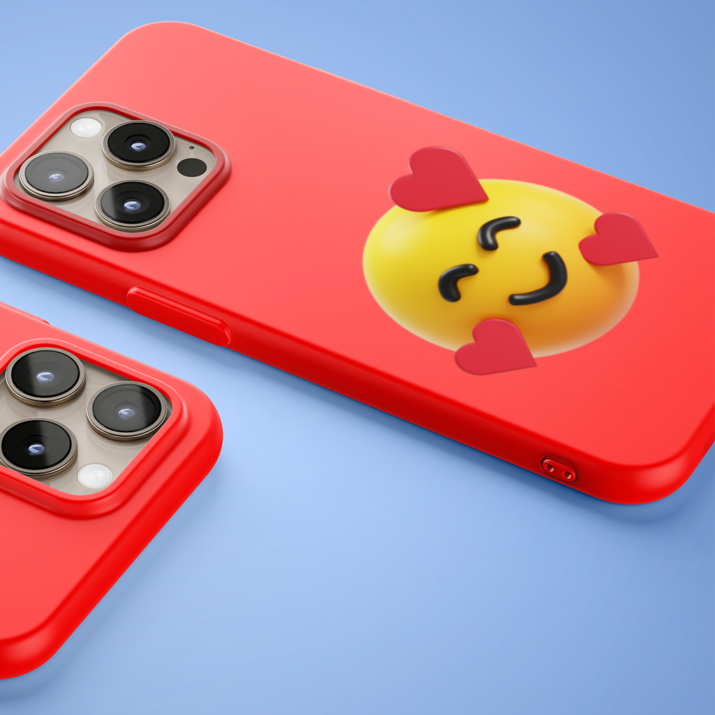 3D Hearts Smiling Emoji iPhone 15 Pro Max Case
