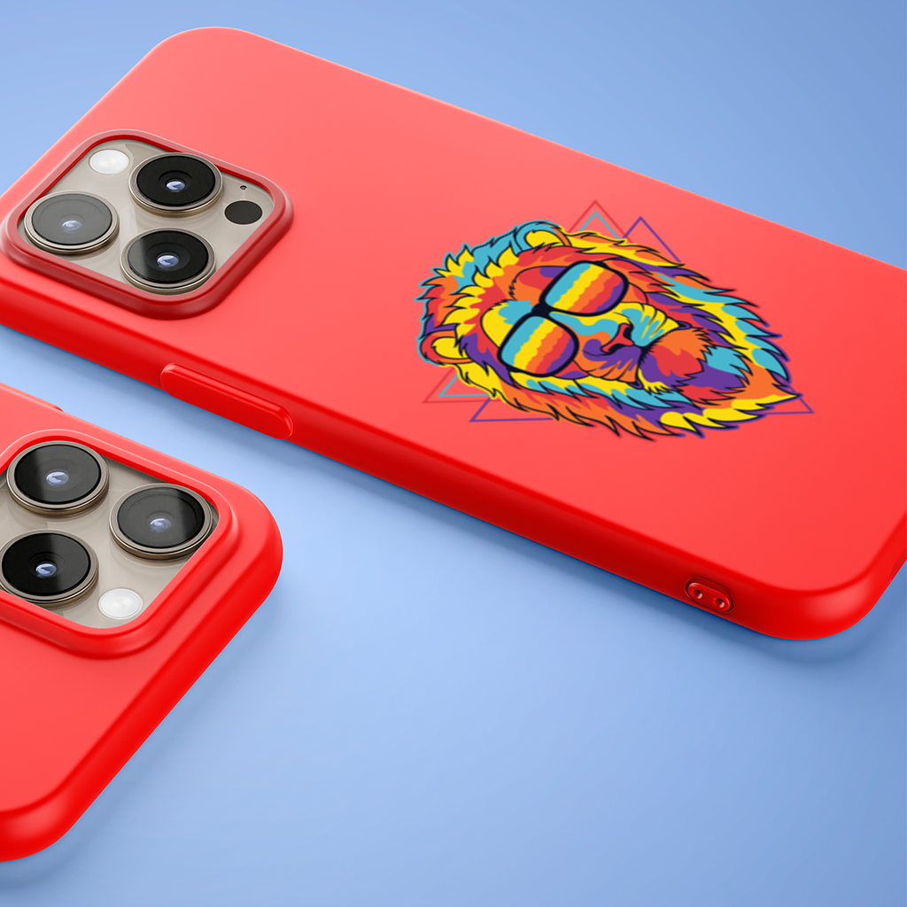 Colorful Retro Sunglasses Lion iPhone 15 Pro Max Case