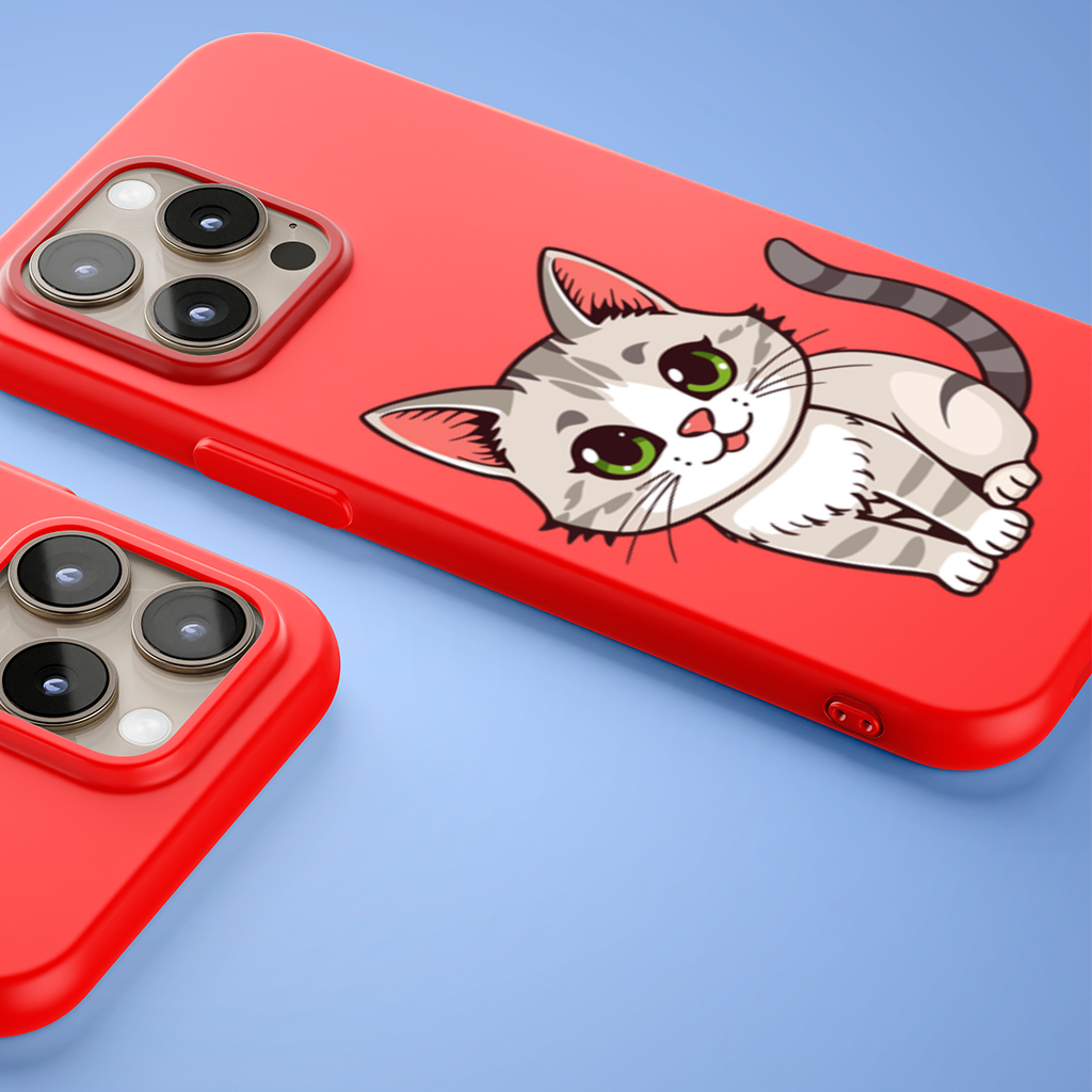 Yeşil Gözlü Gri Kedi iPhone 15 Pro Max Kılıfı