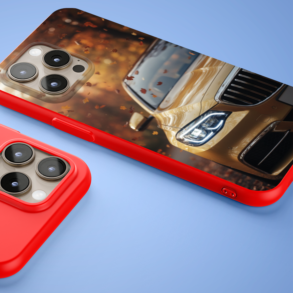 Gold Car and Autumn Leaves iPhone 15 Pro Max Case