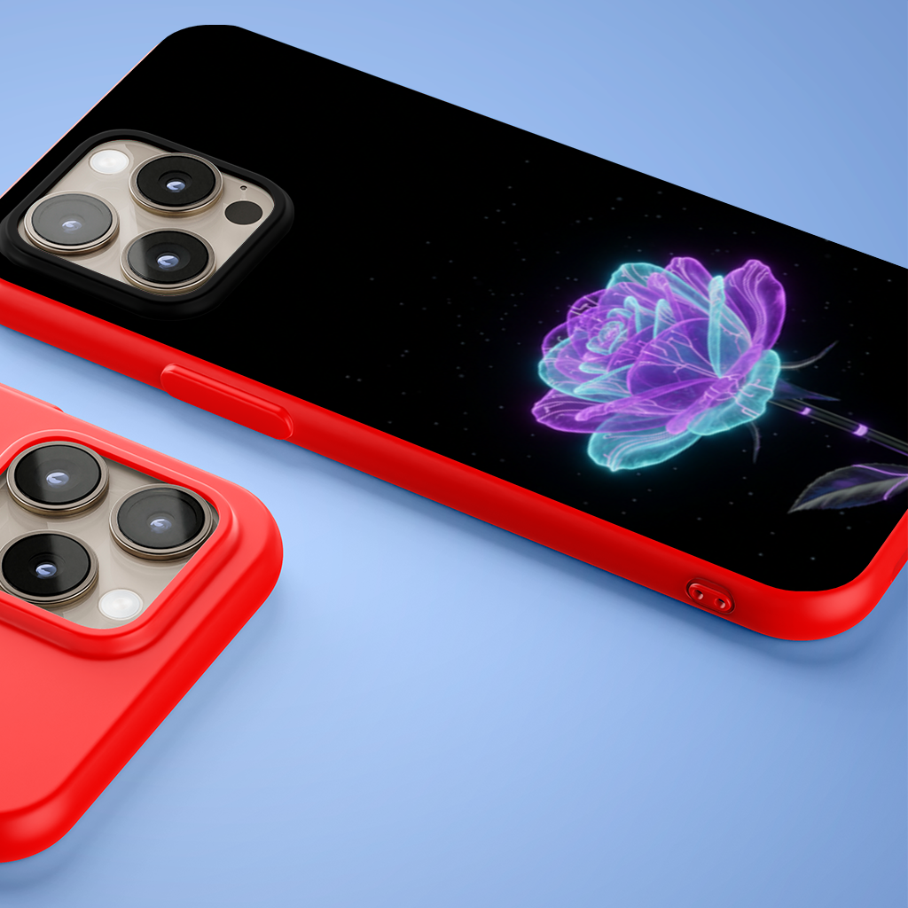 Bioluminescent Cyberpunk Rose iPhone 15 Pro Max Case