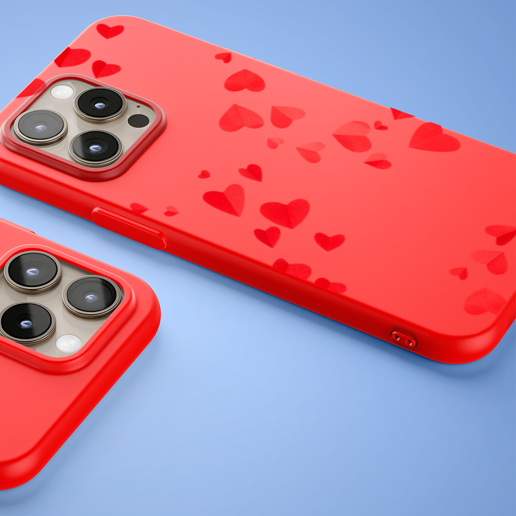 Red Hearts Frame Design iPhone 15 Pro Max Case