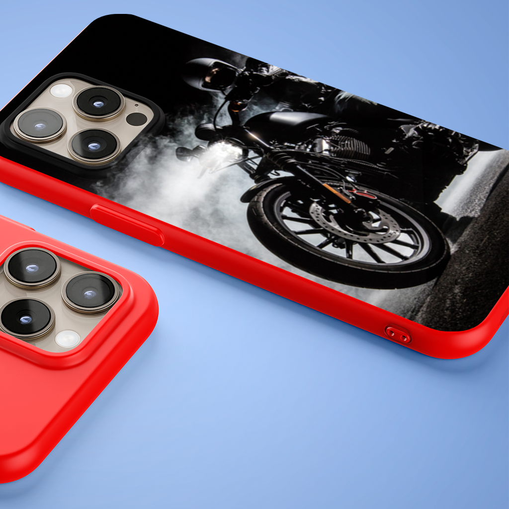 Dark Night Cruiser Motorcycle Rider iPhone 15 Pro Max Case
