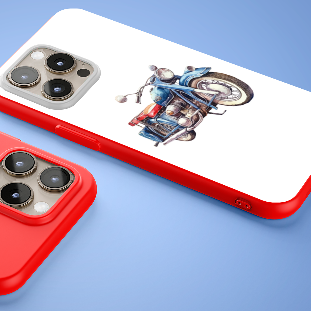 Vintage Blue Classic Motorcycle iPhone 15 Pro Max Case