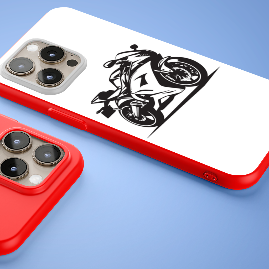 Monochrome Sport Motorcycle Silhouette iPhone 15 Pro Max Case
