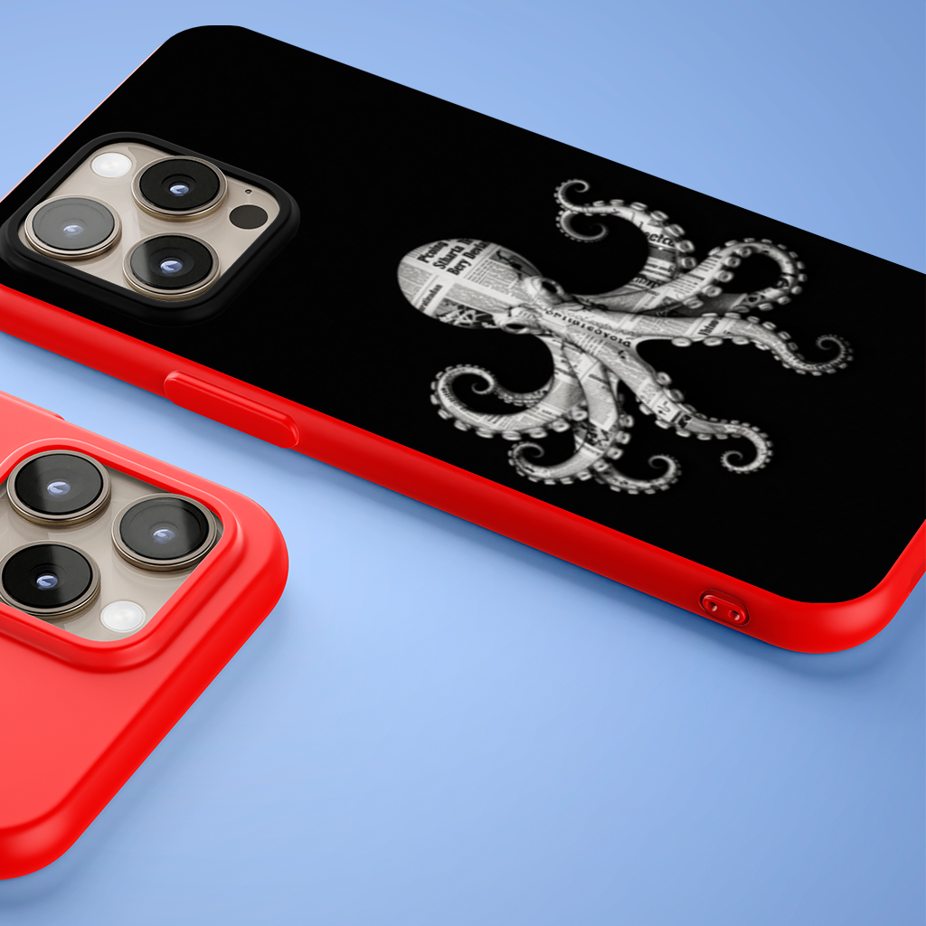 Vintage Newspaper Octopus iPhone 15 Pro Max Case