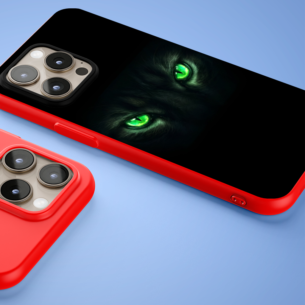 Glowing Green Monster Eyes iPhone 15 Pro Max Case