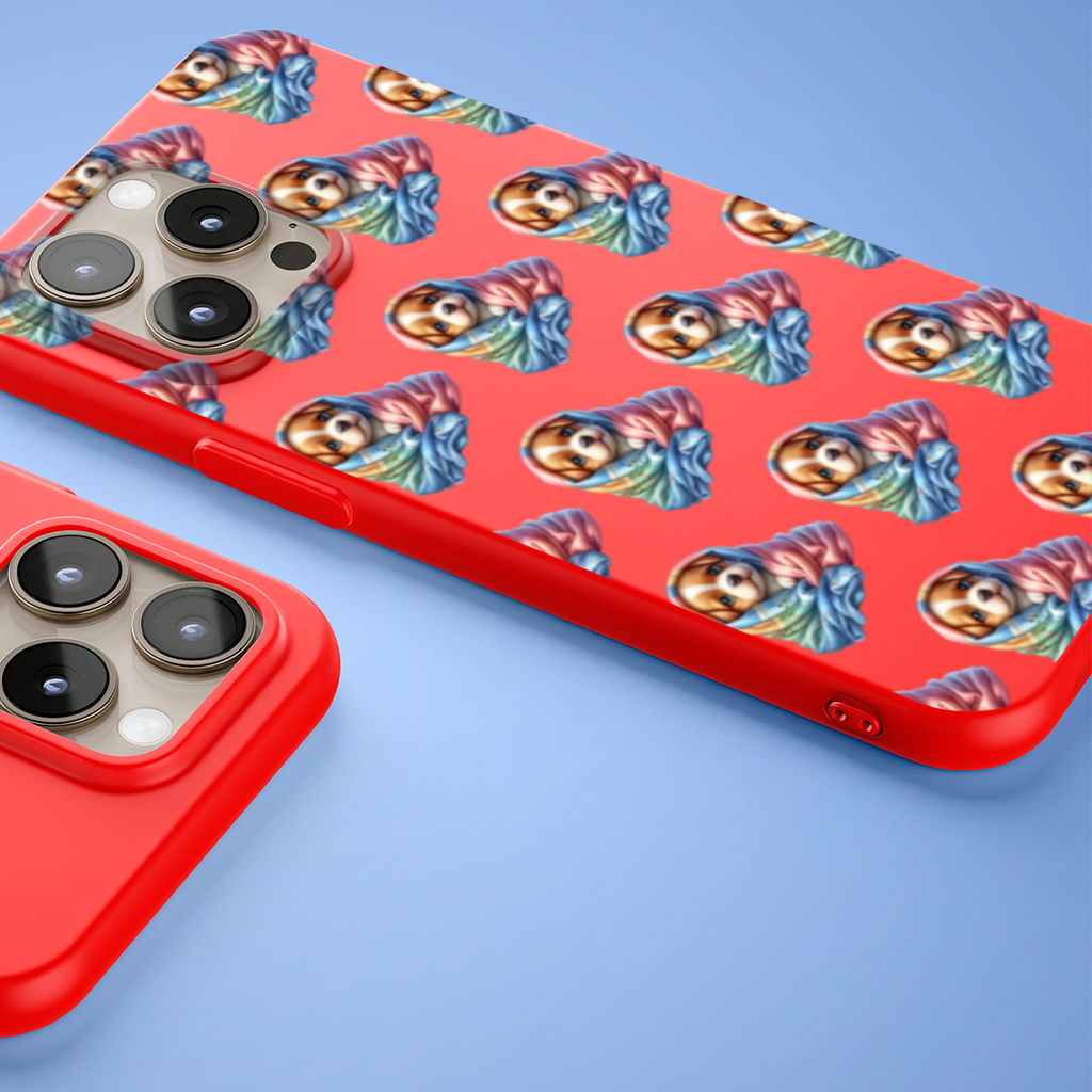 Cute Puppy Wrapped in Pastel Blanket iPhone 15 Pro Max Case