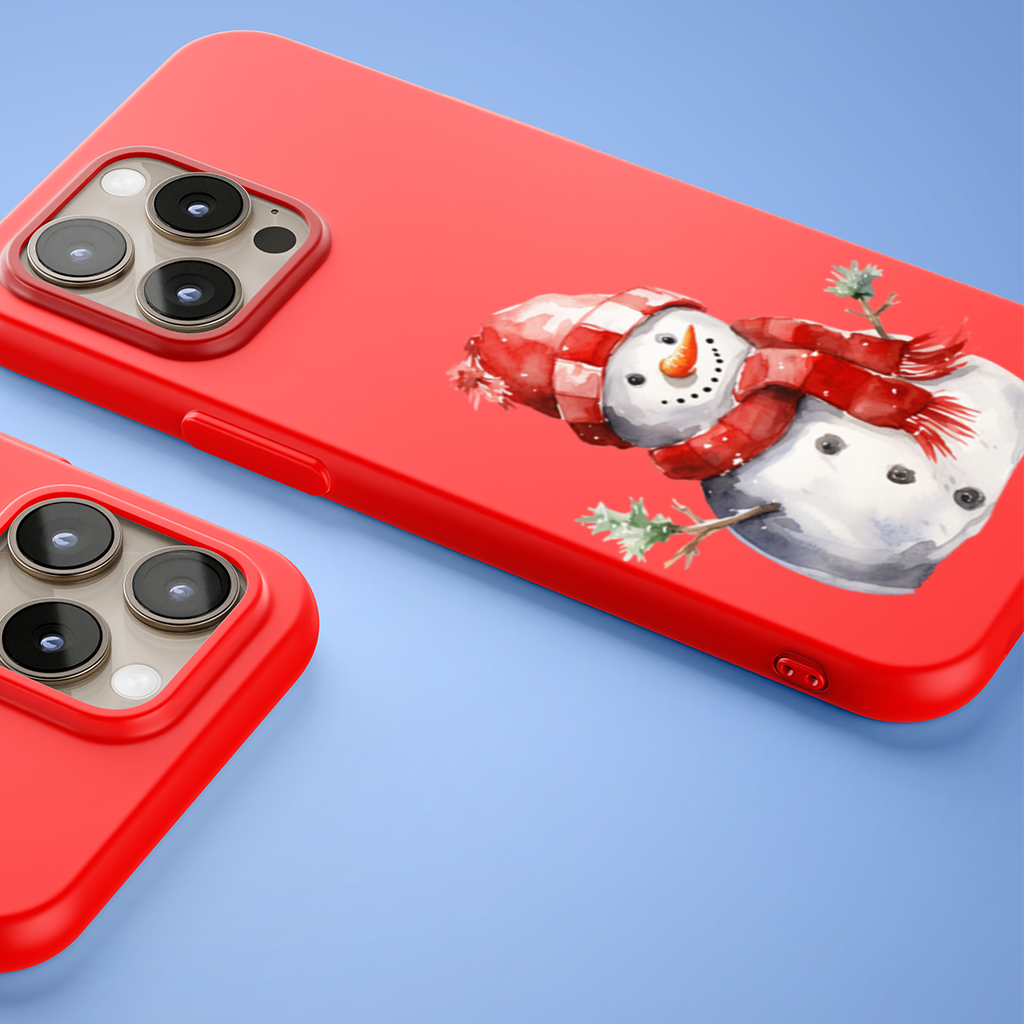 Cozy Red Scarf Snowman iPhone 15 Pro Max Case