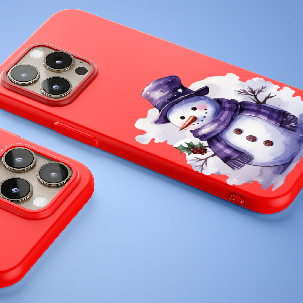 Whimsical Purple Snowman iPhone 15 Pro Max Case