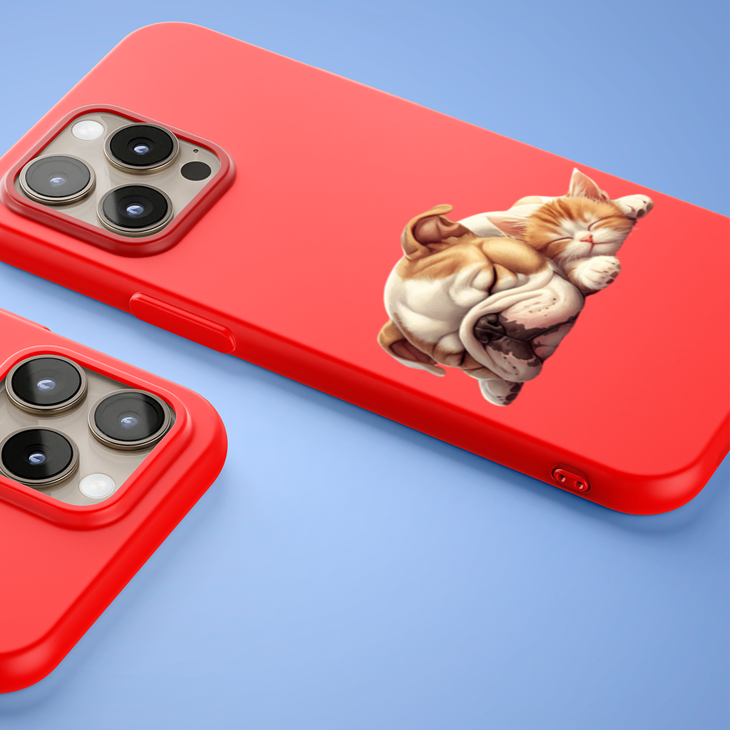 Sleeping Bulldog and Ginger Kitten iPhone 15 Pro Max Case