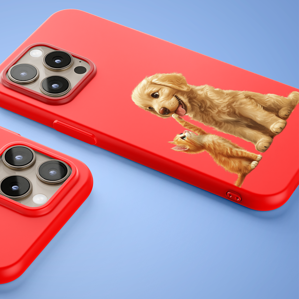 Golden Retriever and Ginger Kitten iPhone 15 Pro Max Case