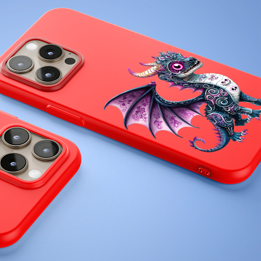 Purple Sugar Skull Dragon iPhone 15 Pro Max Case