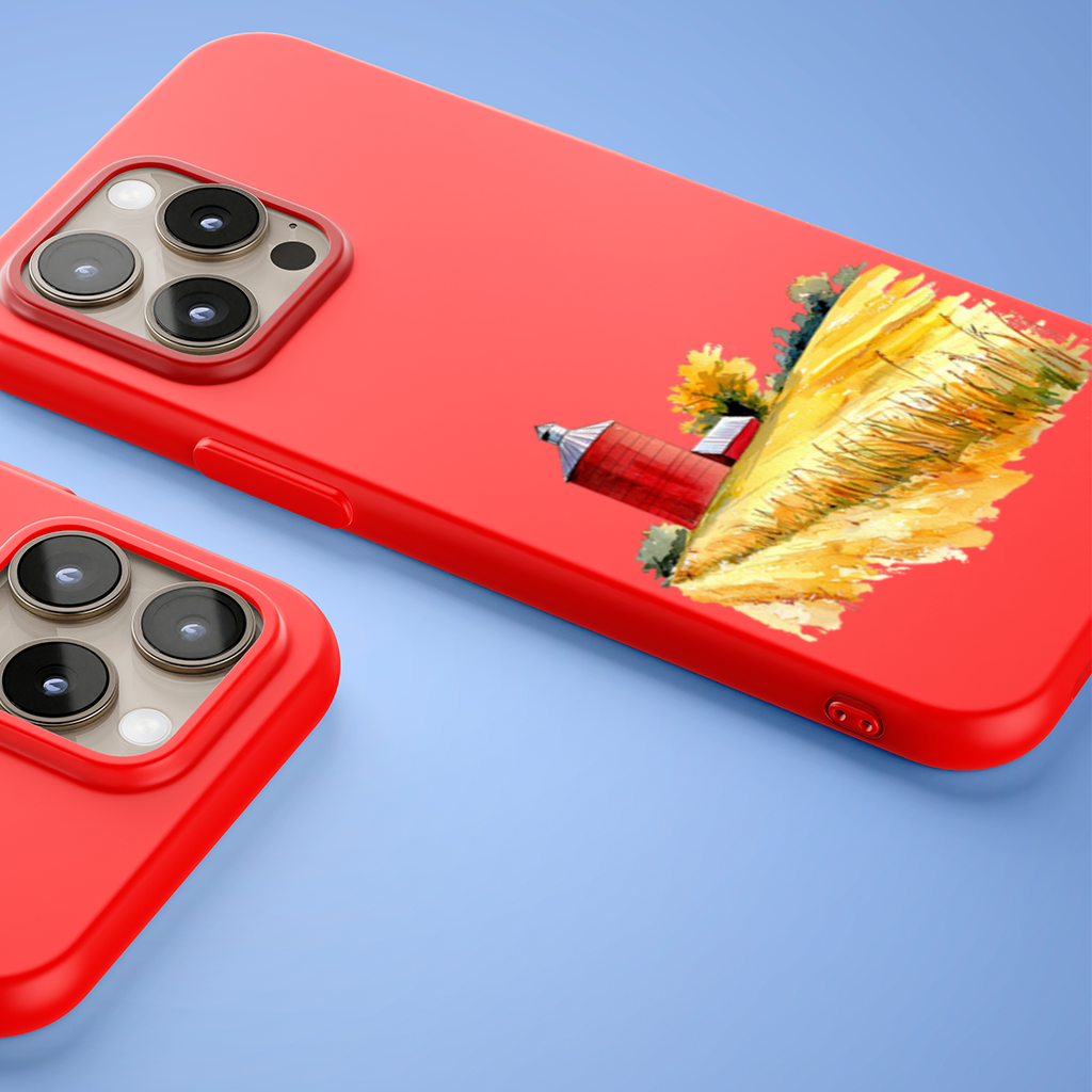 Red Farm Silo and Golden Wheat Field iPhone 15 Pro Max Case