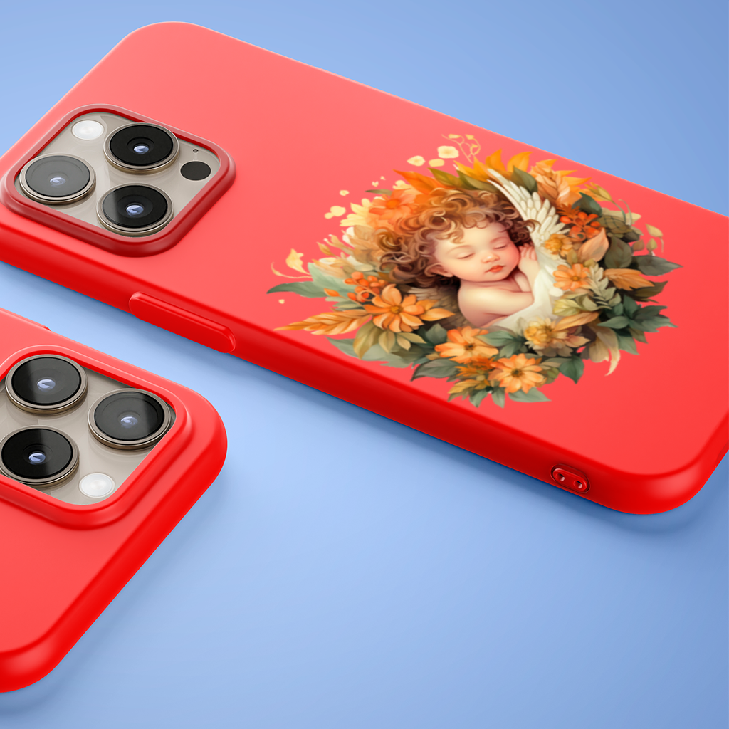 Sleeping Cherub in Cottagecore Flowers iPhone 15 Pro Max Case