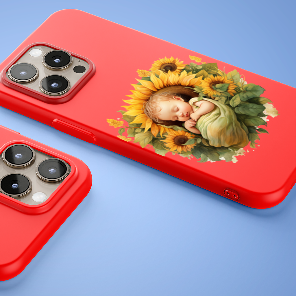 Sleeping Baby in Sunflower iPhone 15 Pro Max Case