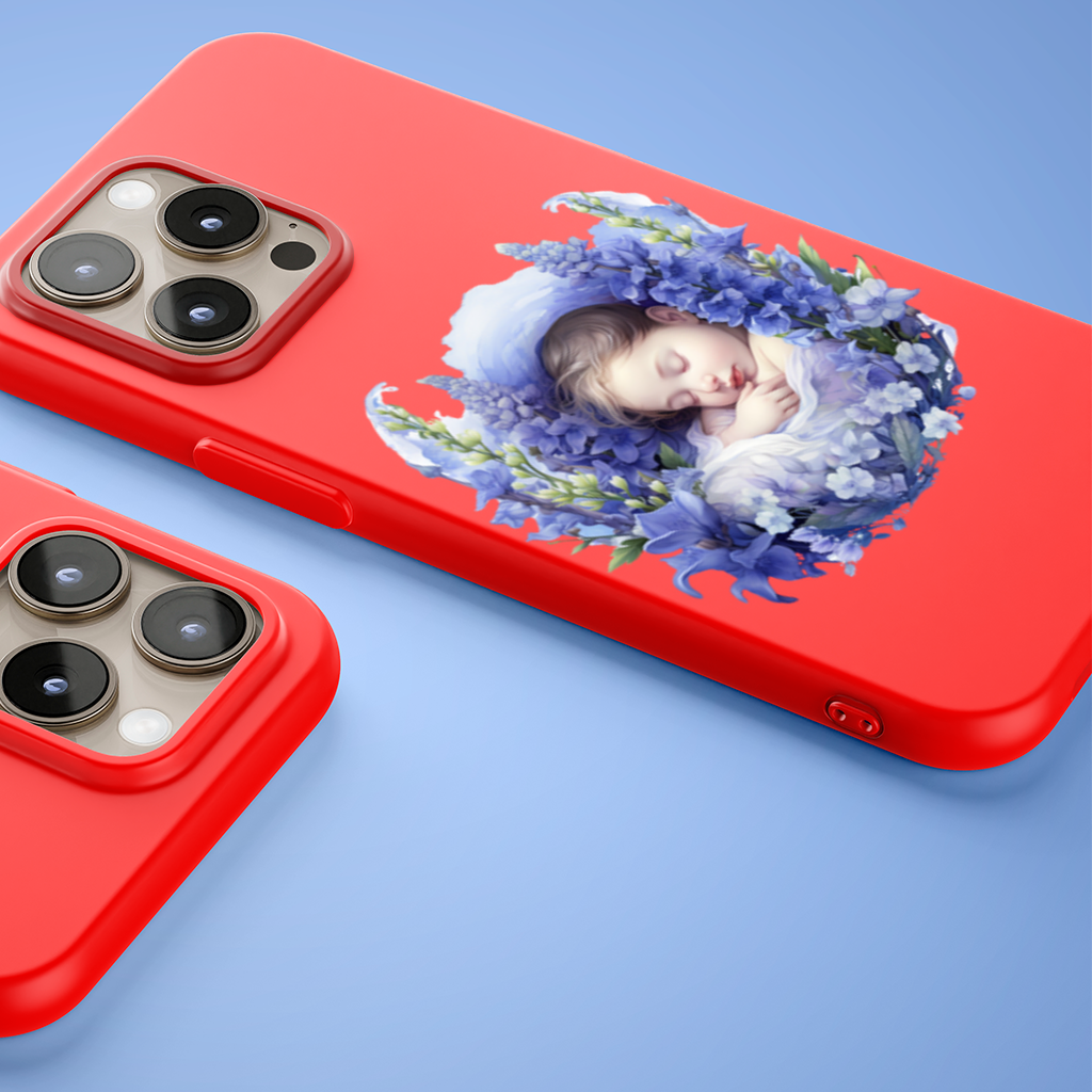 Sleeping Baby Blue Larkspur iPhone 15 Pro Max Case