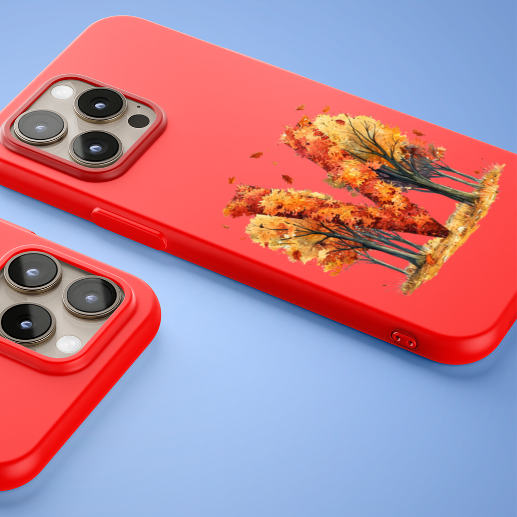Orange Autumn Forest Letter M iPhone 15 Pro Max Case