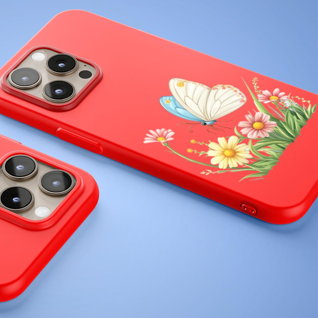 Whimsical Pastel Butterfly and Wildflowers iPhone 15 Pro Max Case