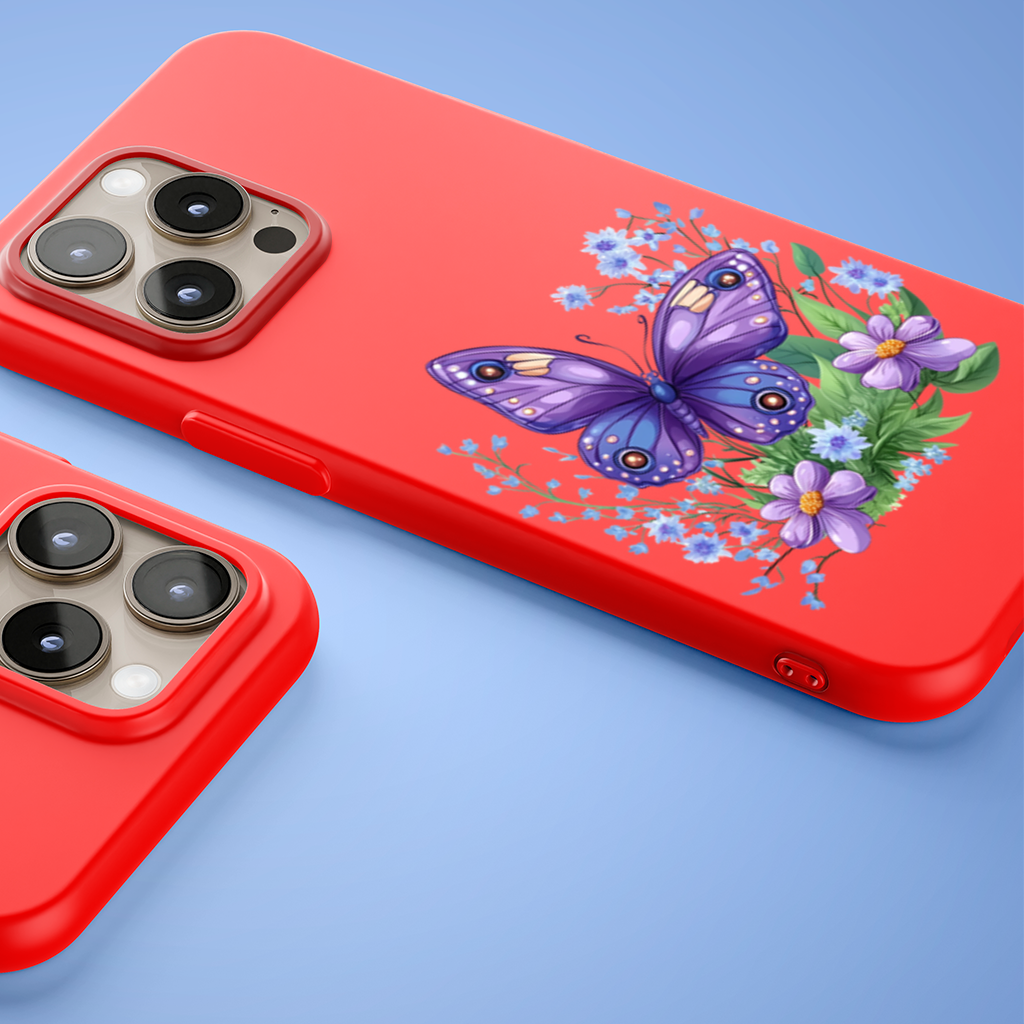 Cottagecore Purple Butterfly Floral iPhone 15 Pro Max Case