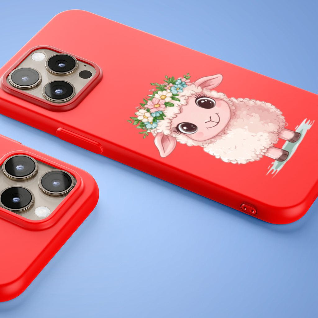 Kawaii Flower Crown Pink Lamb iPhone 15 Pro Max Case