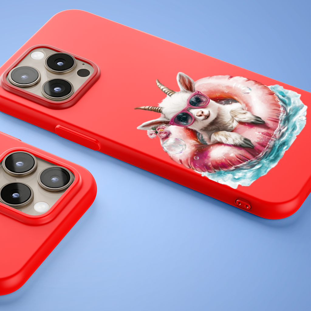 Baby Goat in Pink Pool Ring iPhone 15 Pro Max Case