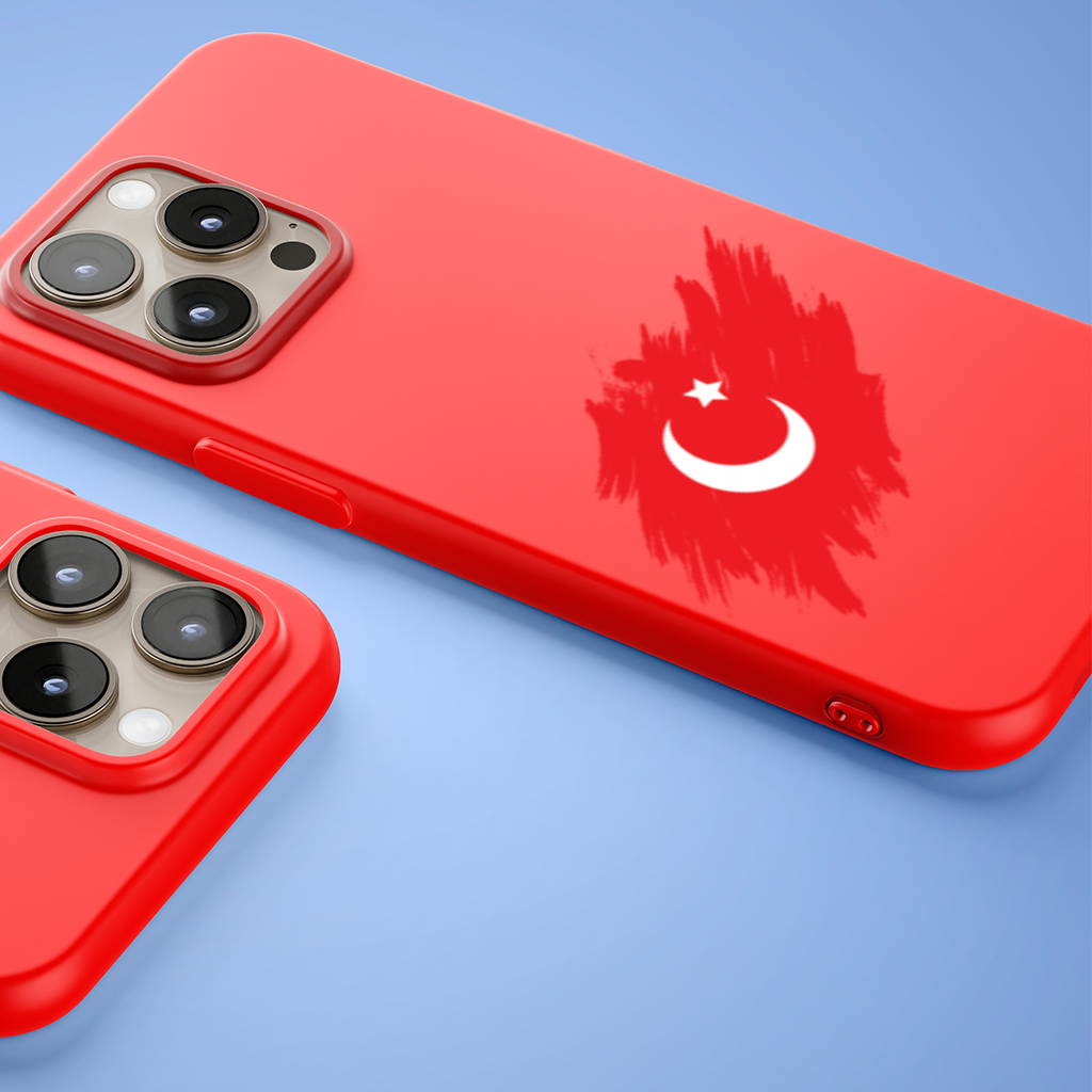 Brushstroke Turkish Flag Crescent Moon iPhone 15 Pro Max Case
