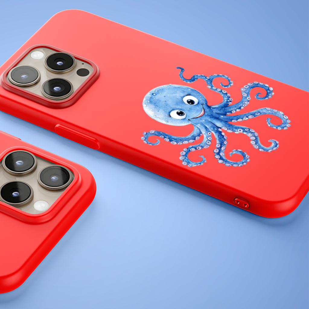 Cute Blue Watercolor Octopus iPhone 15 Pro Max Case