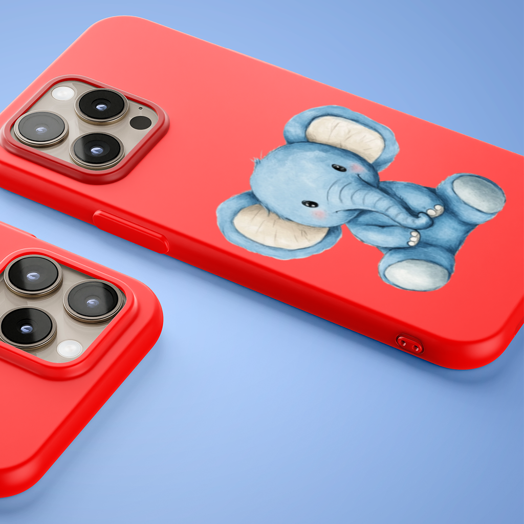 Mavi Suluboya Bebek Fil iPhone 15 Pro Max Kılıfı