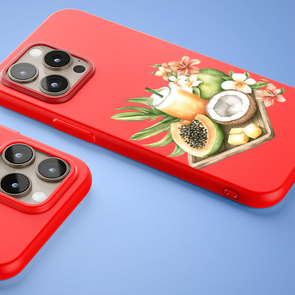 Tropikal Papaya ve Hindistan Cevizi iPhone 15 Pro Max Kılıfı