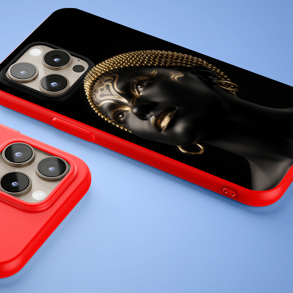 Gold Afrofuturistic Black Woman iPhone 15 Pro Max Case